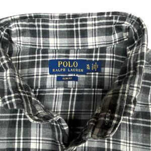 Polo Ralph Lauren Shirt Mens Size XL Gray Plaid Collared Button Down Slim Fit